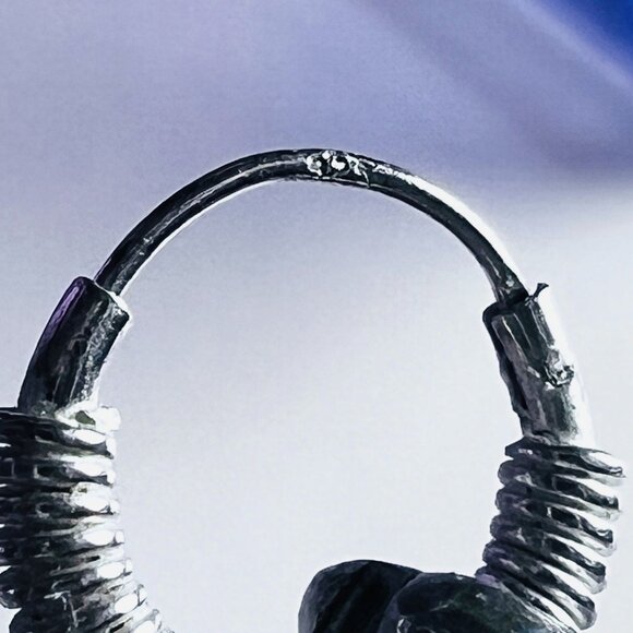 Sterling Silver 925 Huggie Spiral Wire Wrap Hoop Earrings 0.75" Diameter Bali - Picture 4 of 4
